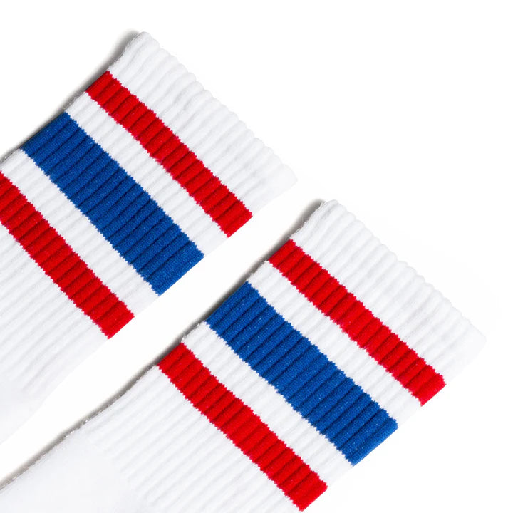 SOCCO All American Striped Socks | White Mid Socks