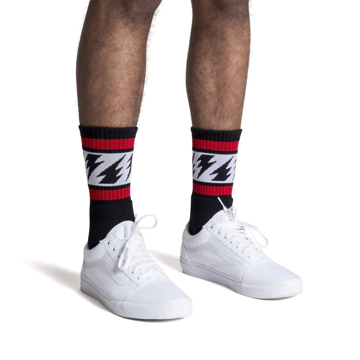 SOCCO Mike Vallely Lightning Bolt | Black Mid Socks