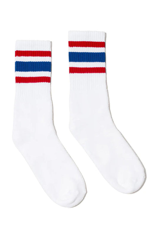 SOCCO All American Striped Socks | White Mid Socks