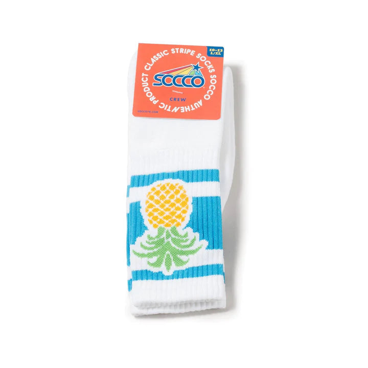 SOCCO Pineapple Socks | White Mid Socks