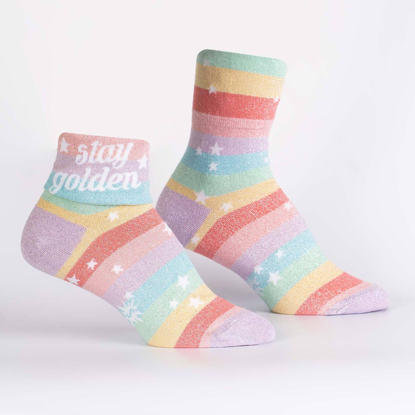 Sock it to Me Stay Golden Turn Cuff Crew Socks