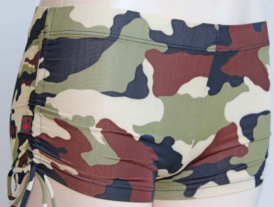 Deby Damage Multisnatch Booty Shorts Woodland Camo Size Small
