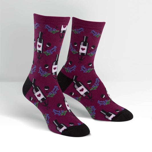 Sock it to Me Wine Womens Crew Socks