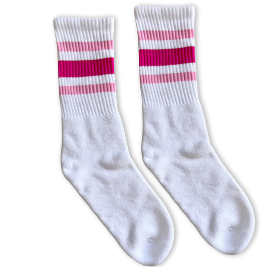SOCCO Pink Shades | White Mid Socks