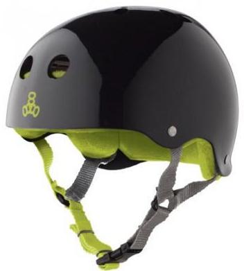 Triple 8 Skate Helmet SS Black Gloss w Green Liner