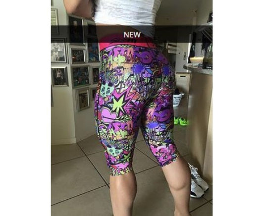Sassfit Graffiti 3/4 Compression Tights Size Xsmall