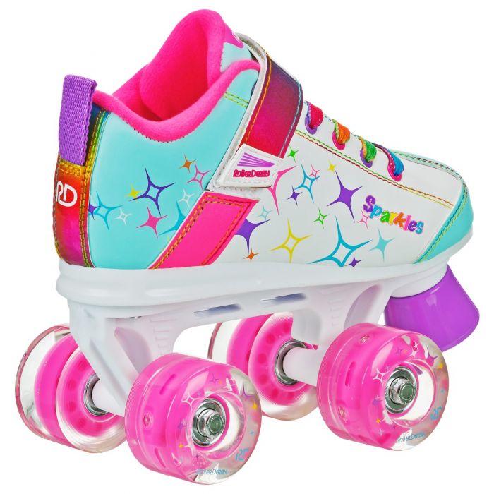 RDS Sparkle Girls Light Up Wheel White/Rainbow Skates