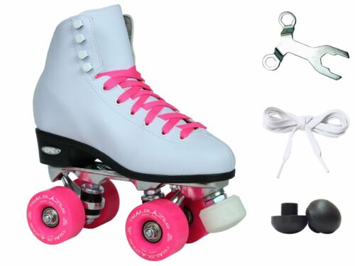 Epic Classic White & Pink Quad Roller Skates - US6