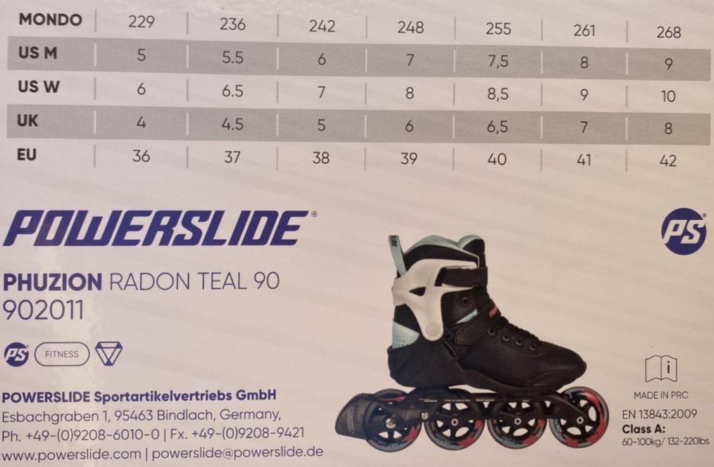 Powerslide Phuzion Radon Teal 90 Inline Skates